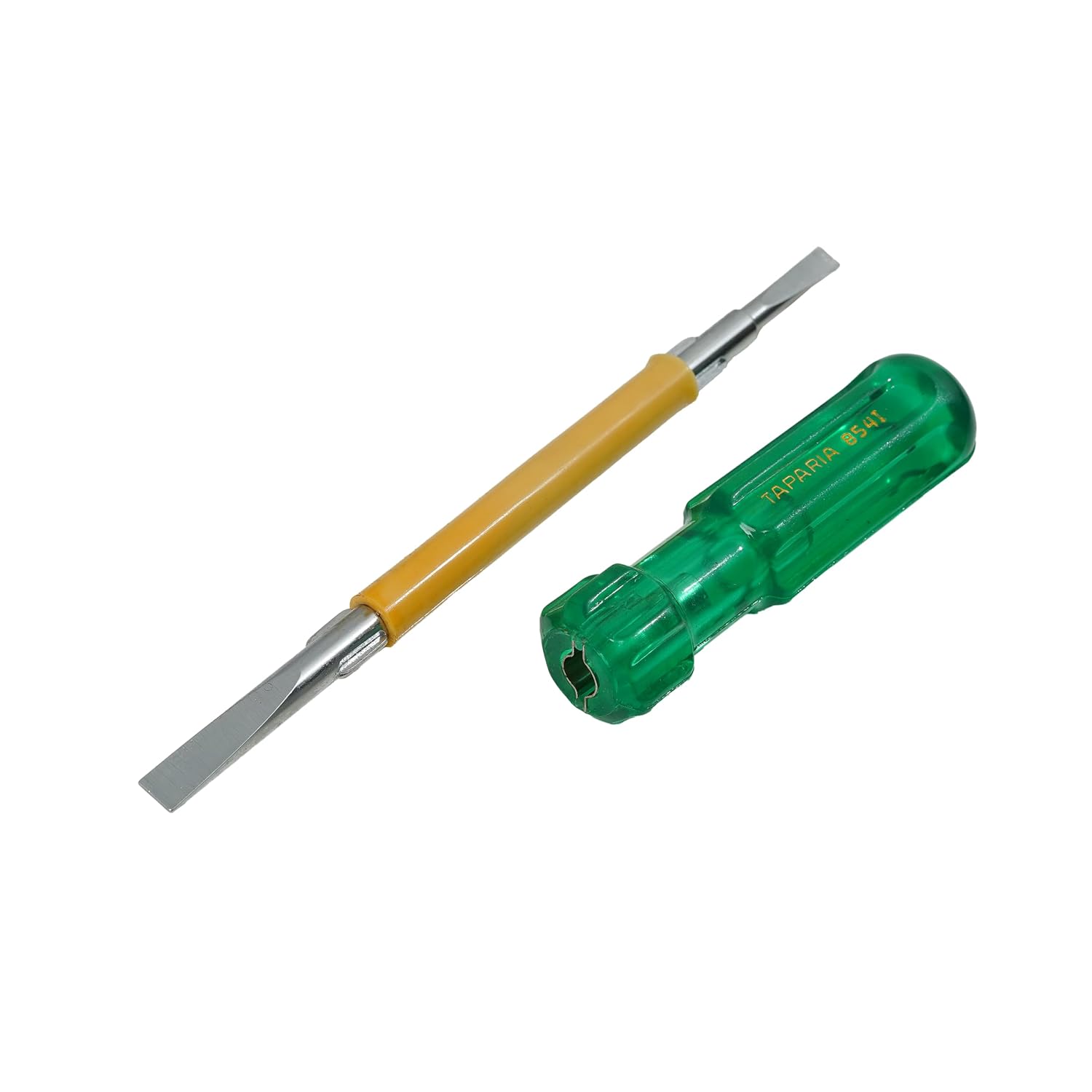 Taparia 854I Two in One Screwdriver (140mm Blade, 8mm Dia, Green Handle)-Reversible Flat Head & Phillips Tip-High Grade Steel Construction-Professional Tool for Electricians, Carpenters, DIY