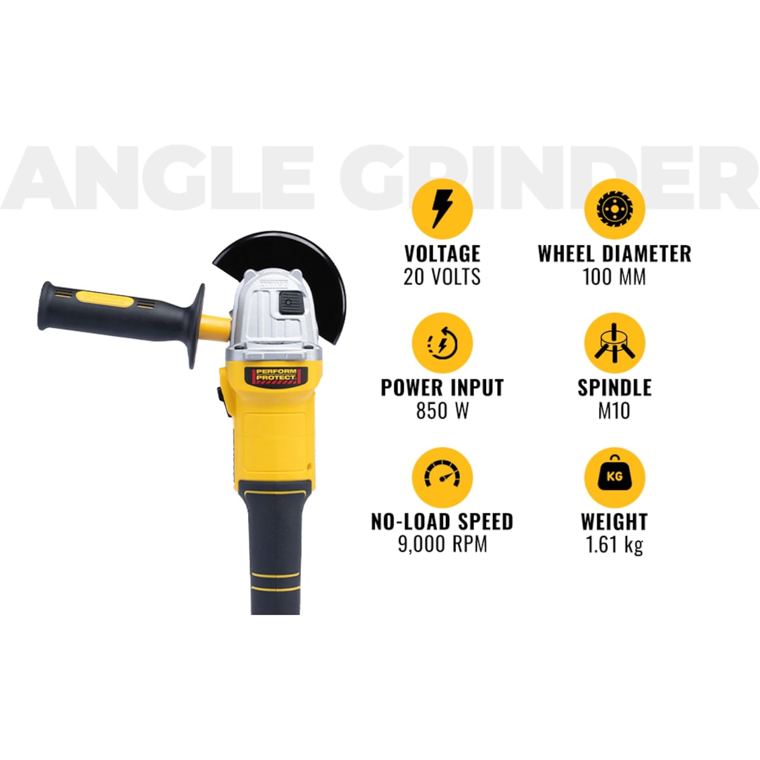 DEWALT DCG407N-B1 18V(20V MAX) 100mm (4) Cordless Brushless Slide Angle Grinder – BARE TOOL, 9000 RPM No Load Speed, SIDE HANDLE INCLUDED