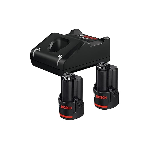 BOSCH 2 X GBA 12V 2.0Ah + GAL 12V-40 Professional Starter Set, Compact Battery & Fast Charger, Compatible with 12V Tools, Wall Mountable, 6 Months Warranty