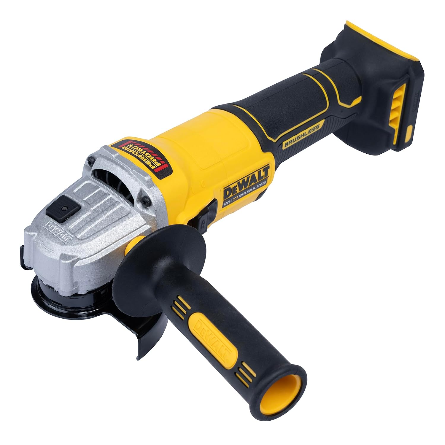 DEWALT DCG407N-B1 18V(20V MAX) 100mm (4) Cordless Brushless Slide Angle Grinder – BARE TOOL, 9000 RPM No Load Speed, SIDE HANDLE INCLUDED