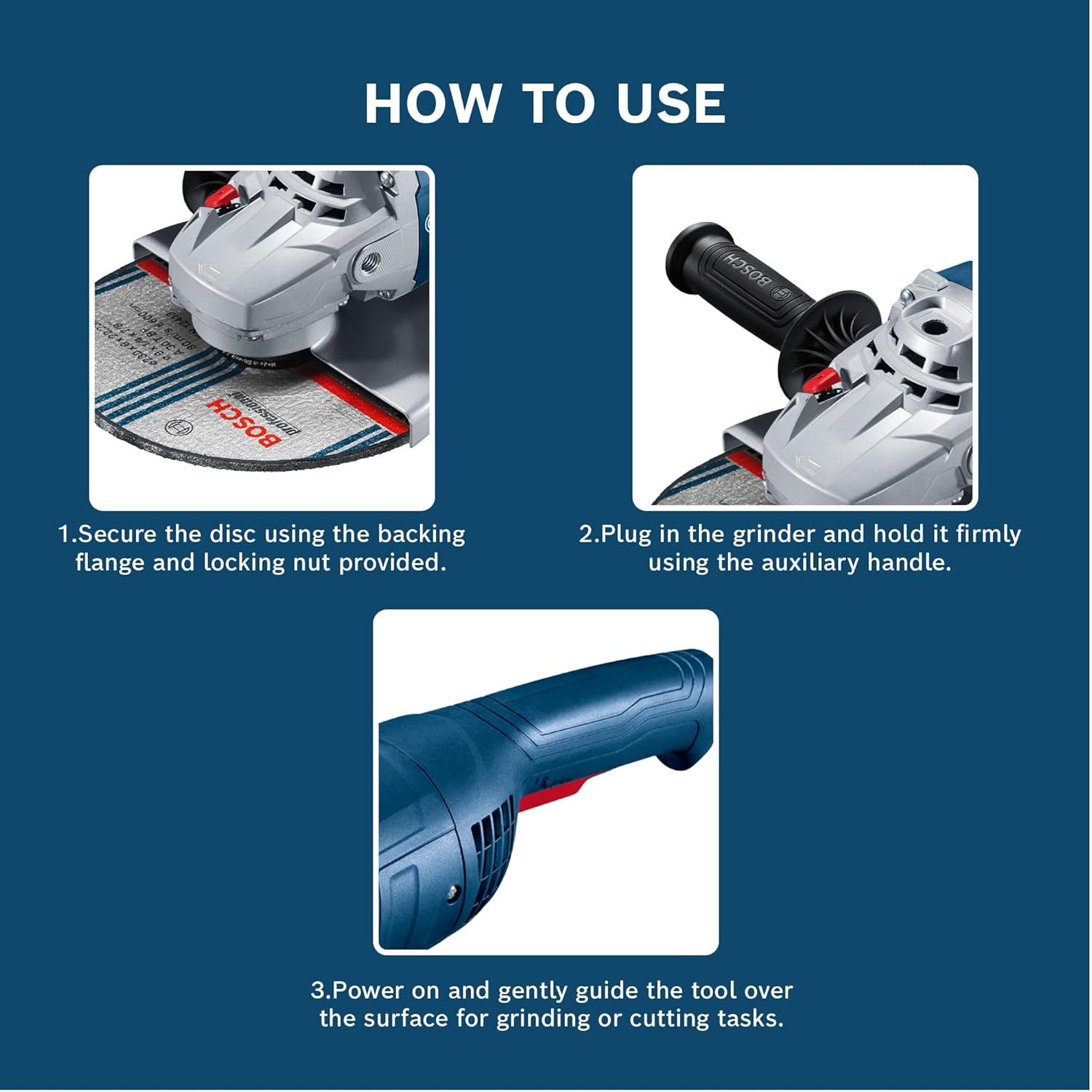 Bosch GWS 2200 Corded Electric Angle Grinder, M14, disc diameter 180 mm, 2,200W, 8,500 rpm, M14 for Metal & Construction, 5 kg