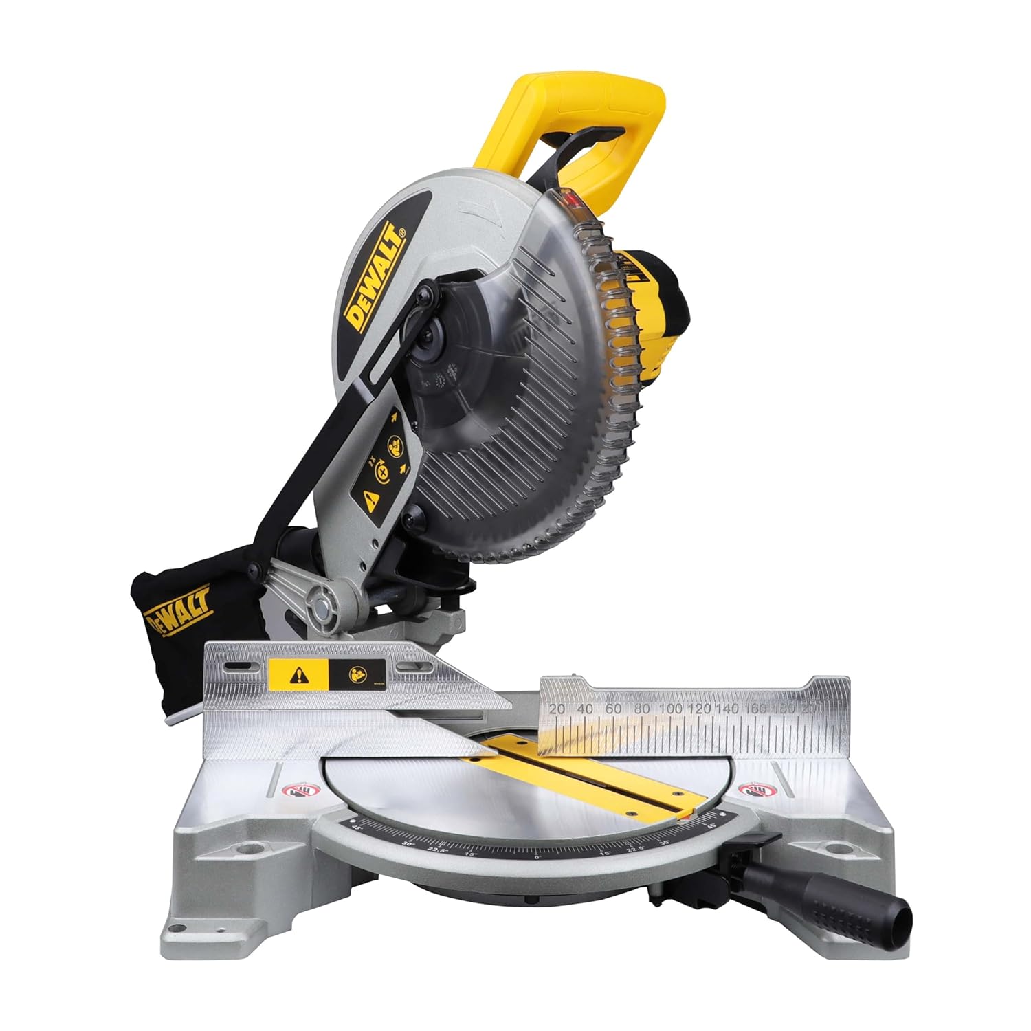 DEWALT DW714-IN 10(254 mm) Corded Compound Mitre Saw With 80T TCT Alu. Blade, 1650W Univ. Motor, 4600 RPM, Max. Cross-cut Capacity 90 Deg. 130 mm, Ideal For Cutting Wood & Tiles, Horizontal D-Handle