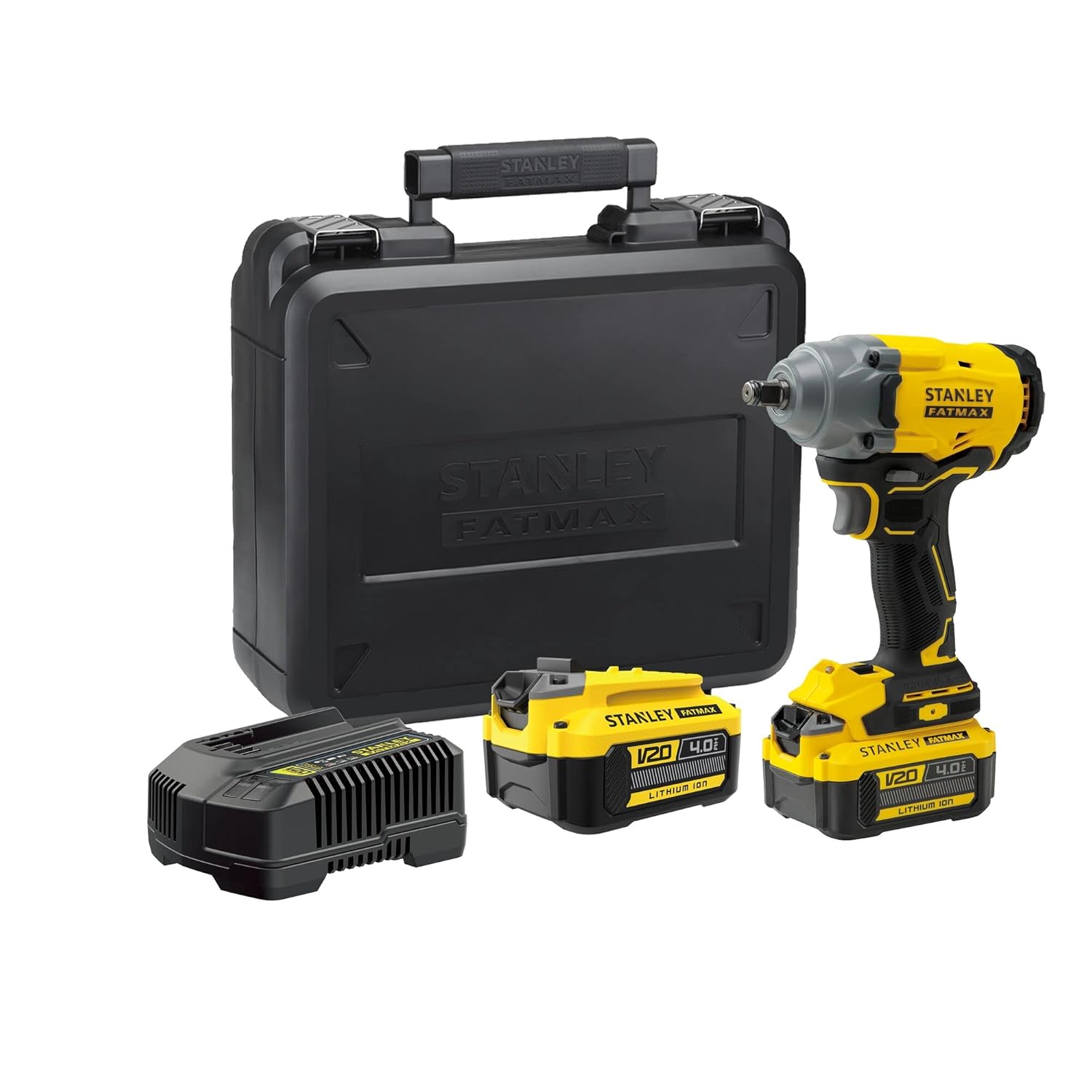 STANLEY FATMAX SBW920M2K-B1 20V 4.0Ah 12 Cordless Brushless Impact Wrench With 2×4.0Ah Li-ion Batteries & 1pc Charger