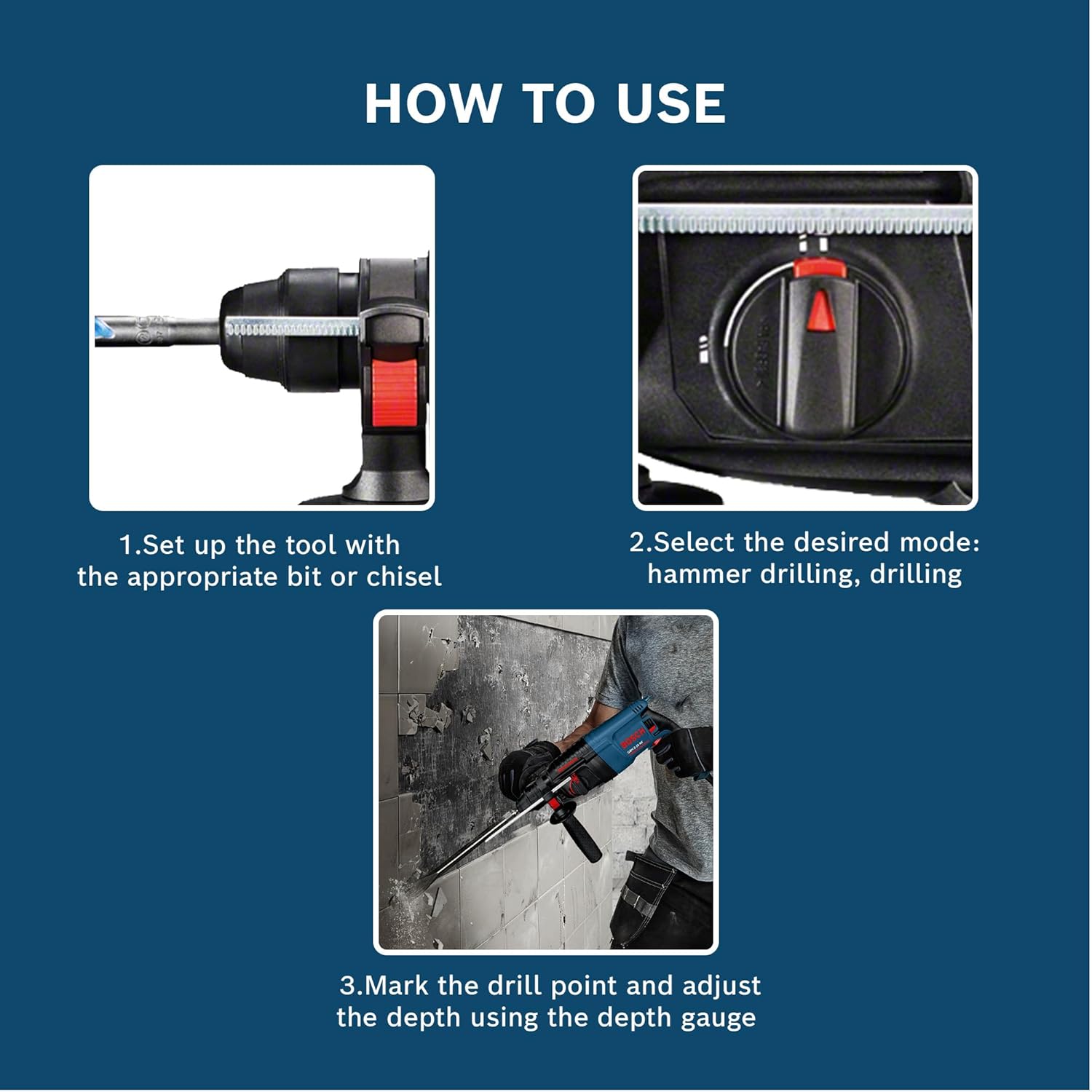 BOSCH GBH 2-26 RE Professional Rotary Hammer – SDS Plus | 800 W | SDS Plus Tool Holder | Rated Speed 0-900 rpm | Impact Rate 0-4000 BPM | Impact energy 0-2.7 J| Rotation Control Clutch | 1 Yr Warranty