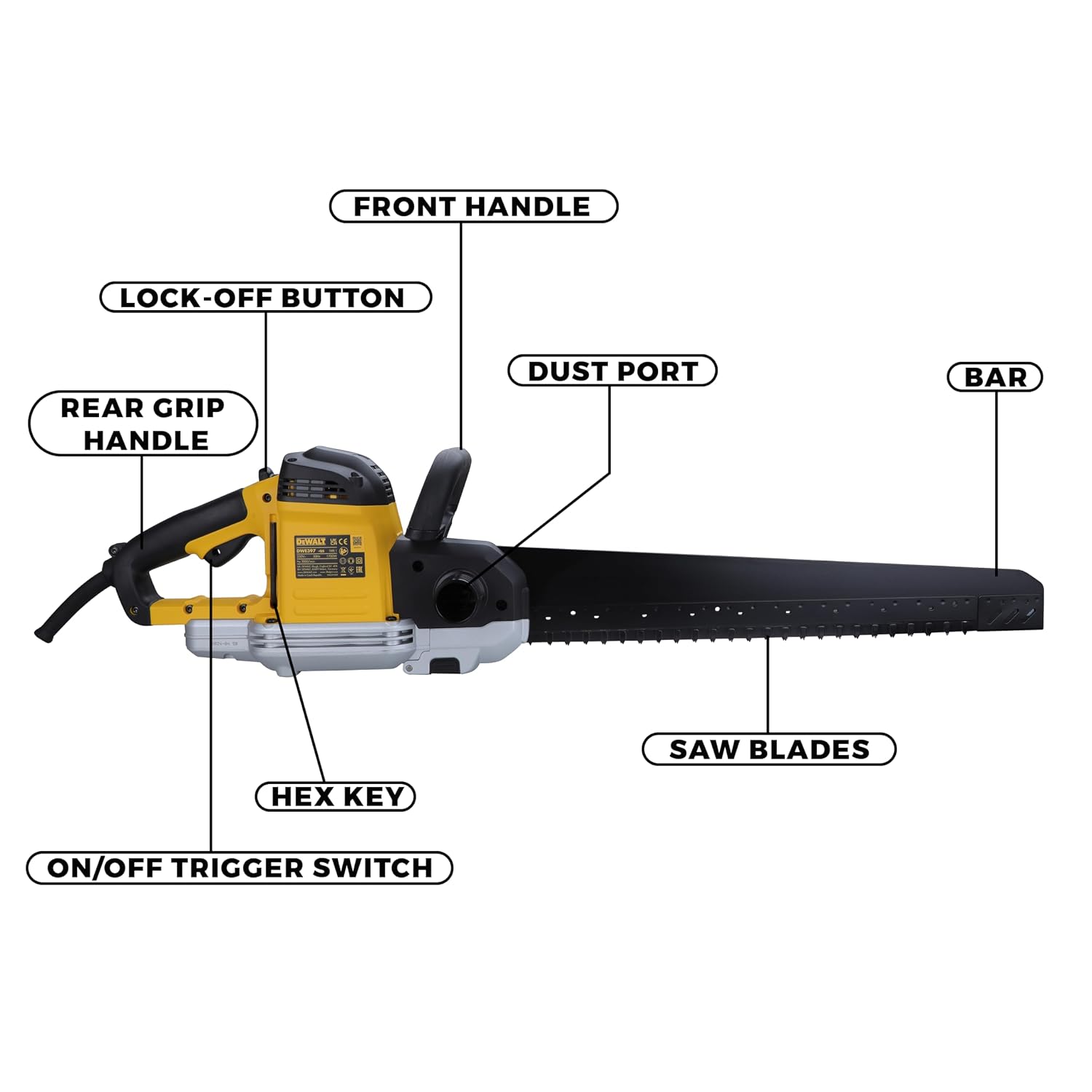 DEWALT DWE397-QS 1700W 430mm Alligator Saw for cutting ACC blocks