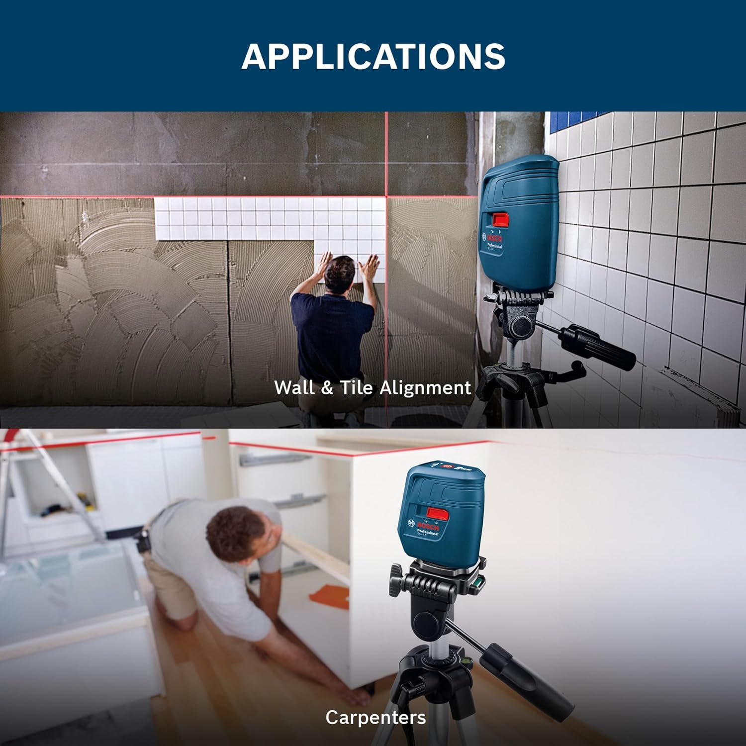 Bosch Professional GLL 3X Line Laser – 15m – Self Levelling – Interior Tool (4 x 1.5 v LR6 battery) (Blue)