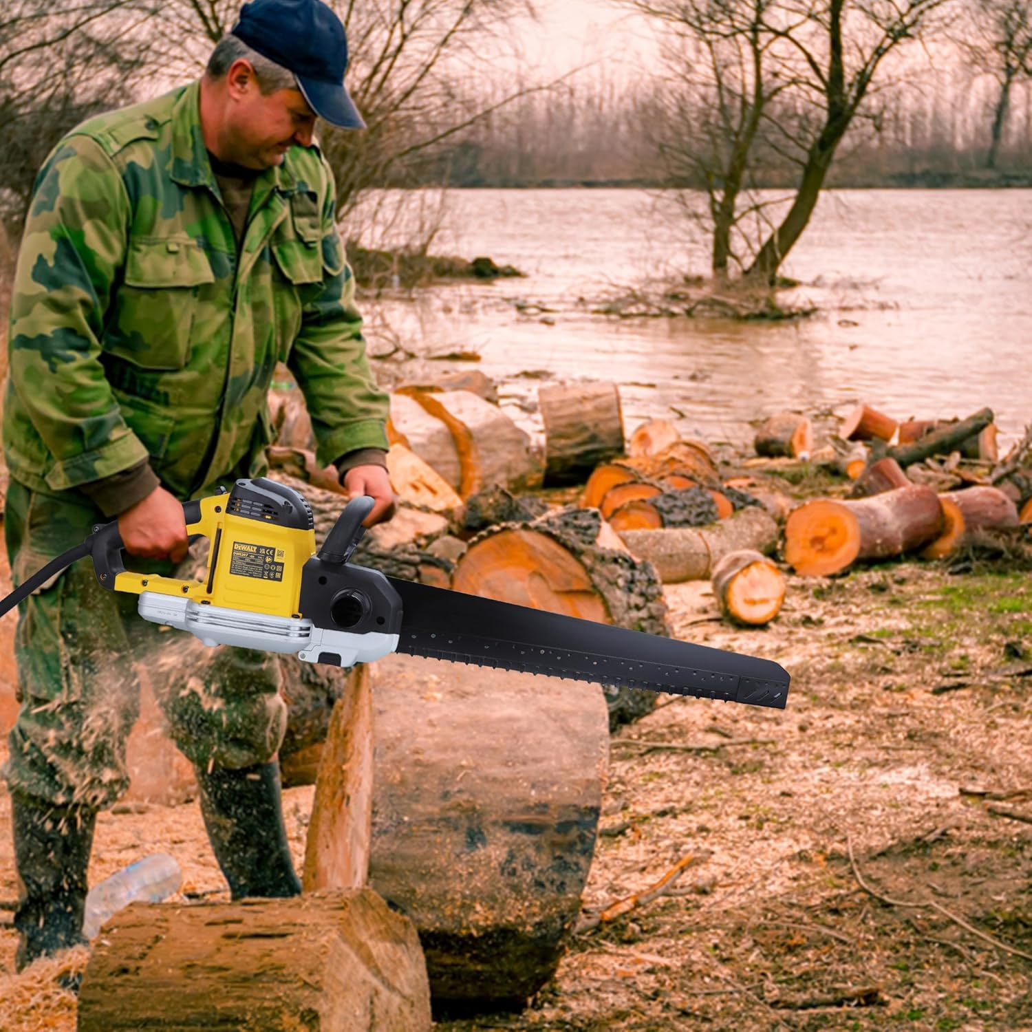DEWALT DWE397-QS 1700W 430mm Alligator Saw for cutting ACC blocks