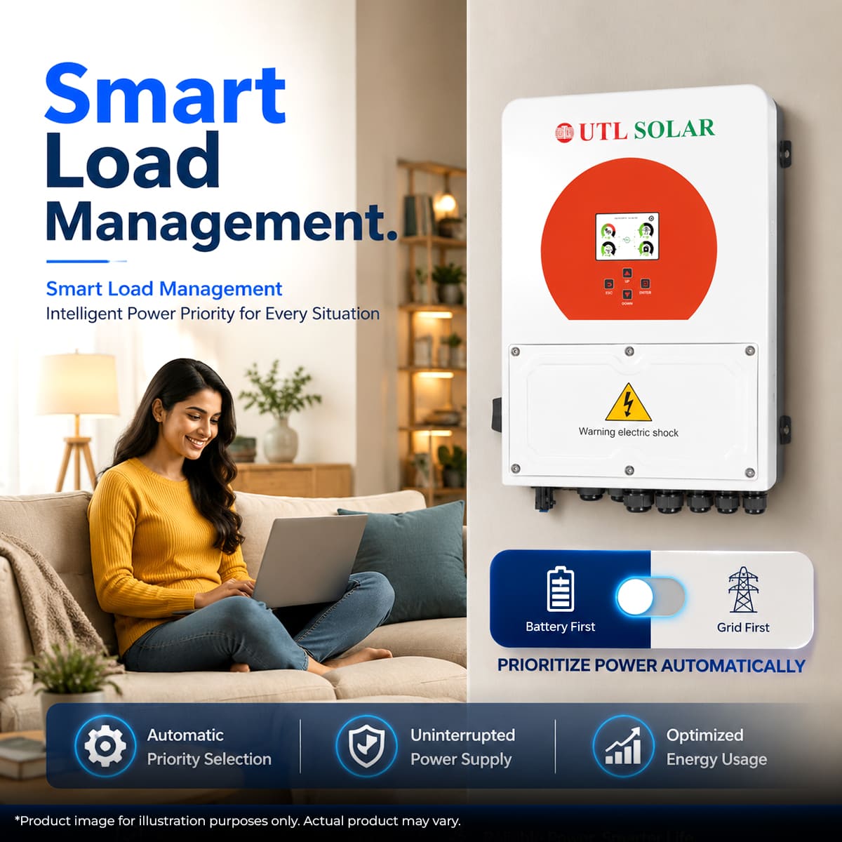 UTL 3kVA Transformer-less Hybrid Solar Inverter